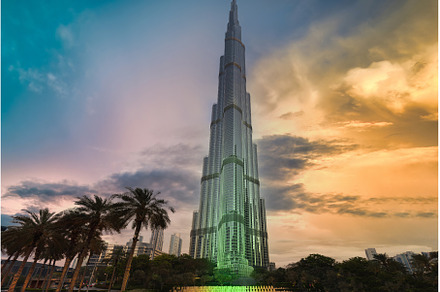 UAE, Dubai panoramic skyline view of