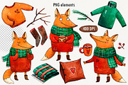 Cozy Fox set, an Animal Illustration by Ekaterina Goncharova (Thumbnail 2 of 8)