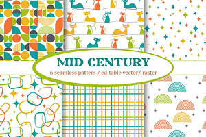 Mid Century Modern Seamless Patterns