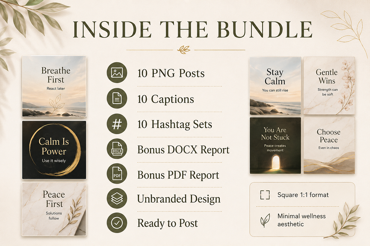 Calm Mind Social Media Quote Pack, a Social Media Template by Local Marketing Templates (Photo 2 of 4)
