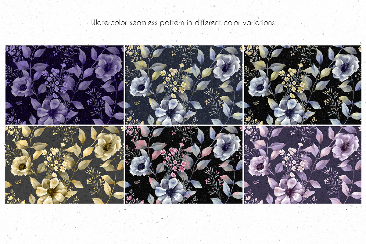 ANEMONE watercolor patterns set, a Pattern Graphic by Anastasia Koba (Photo 9 of 10)