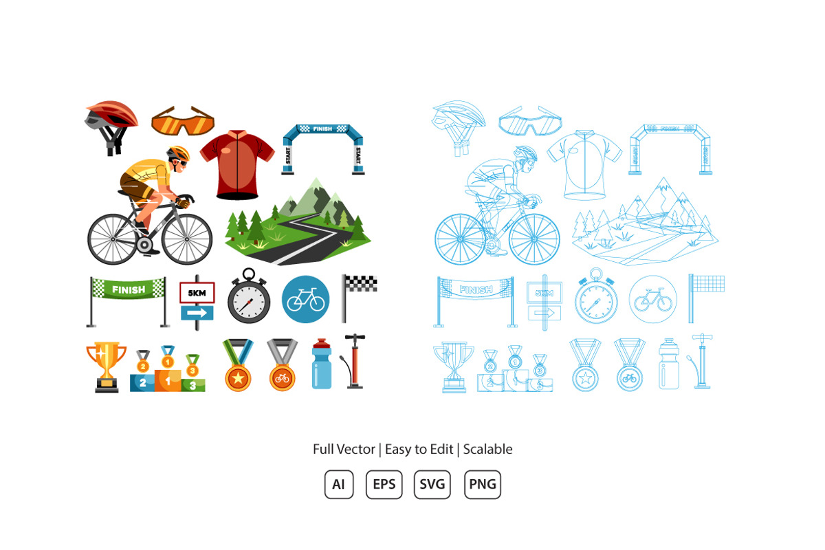 Cycling Race and Competition Vector, an Object Illustration by KAZ by IanMikraz Studio (Photo 2 of 3)