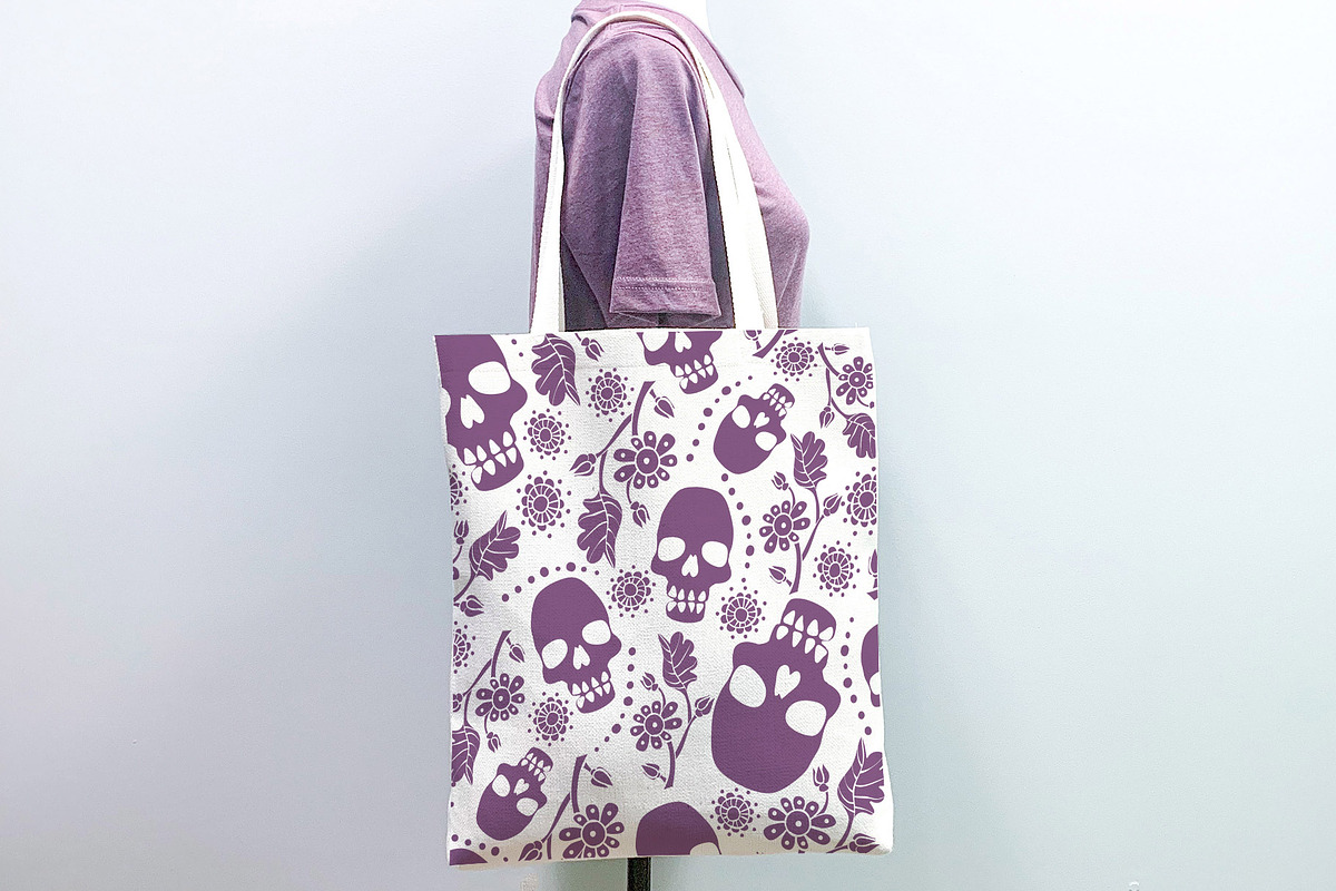 Vintage Doodle Skulls Digital Papers, a Pattern Graphic by Rose Design (Photo 4 of 7)
