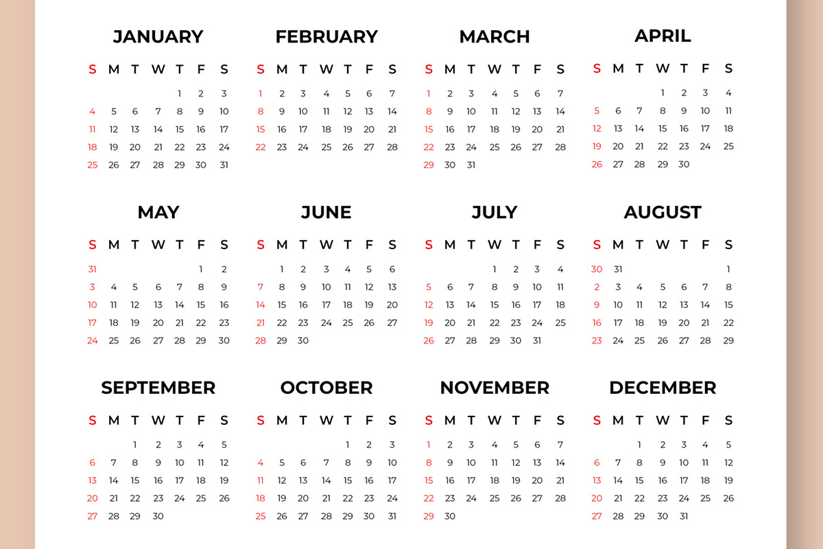 Minimal 2026 Wall Calendar Design, a Stationery Template by ContestDesign (Photo 3 of 3)