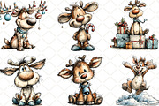 Quirky Reindeer Clipart, an Illustration by Black Bird Studio (Thumbnail 3 of 5)