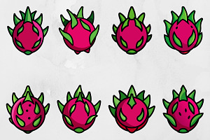 Cartoon Dragon Fruit Vector Clipart