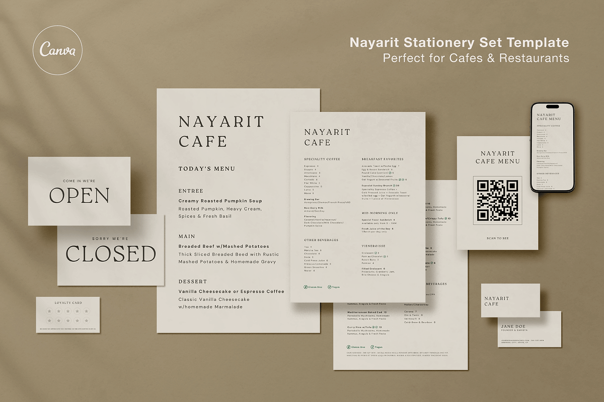 Cafe Branding Set Template, a Stationery Template by Paraná Studio (Photo 1 of 10)