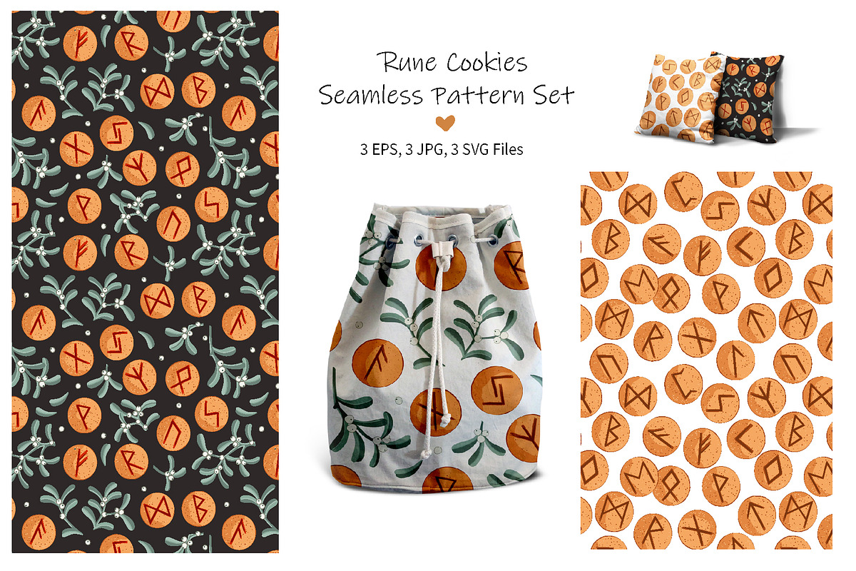 Rune Cookies Seamless Pattern Set, a Pattern Graphic by Toltemara (Photo 1 of 3)