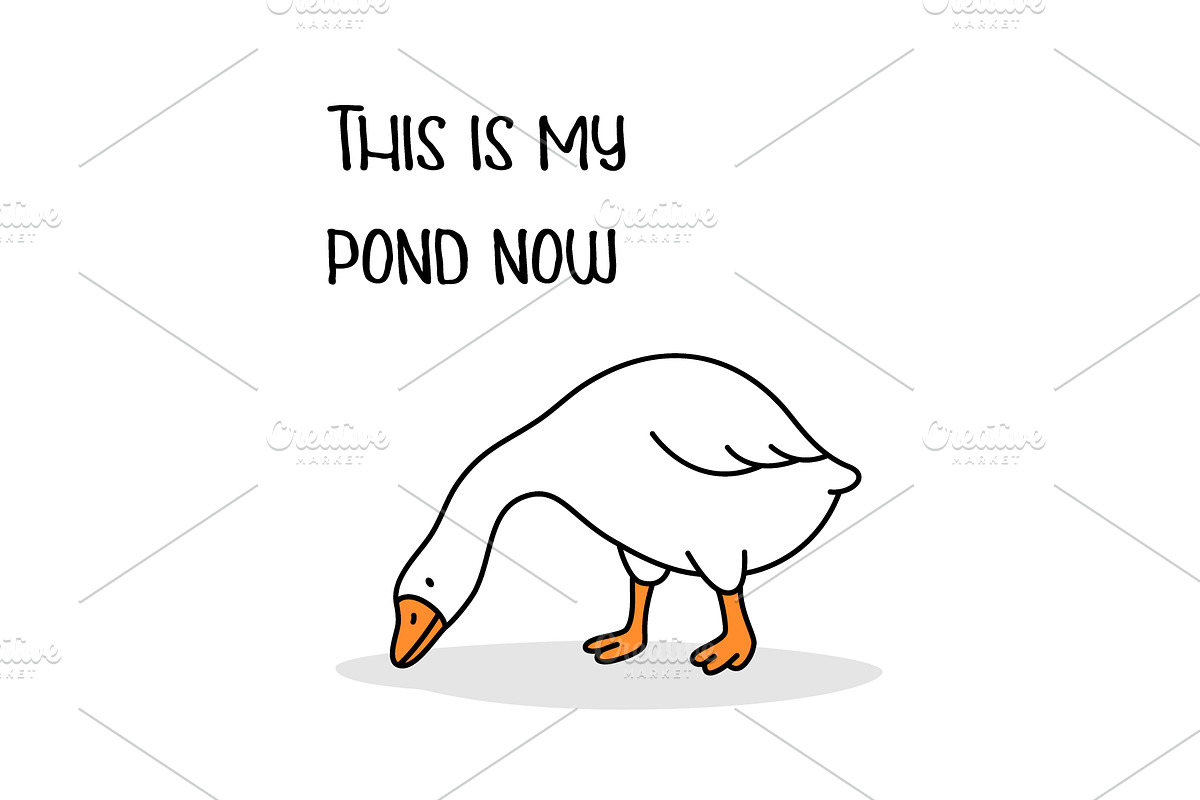 Cartoon goose with head down and, an Animal Illustration by GraphiShop