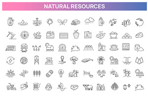 Natural Resources Linear Icon Set