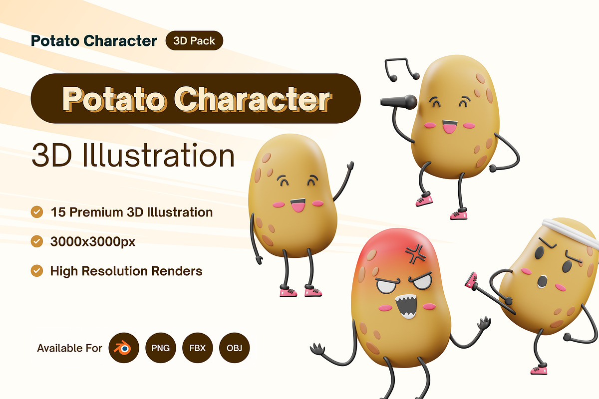 Potato Character Face 3D Icon, a Characters & Person 3D Model by GoTemp (Photo 1 of 4)