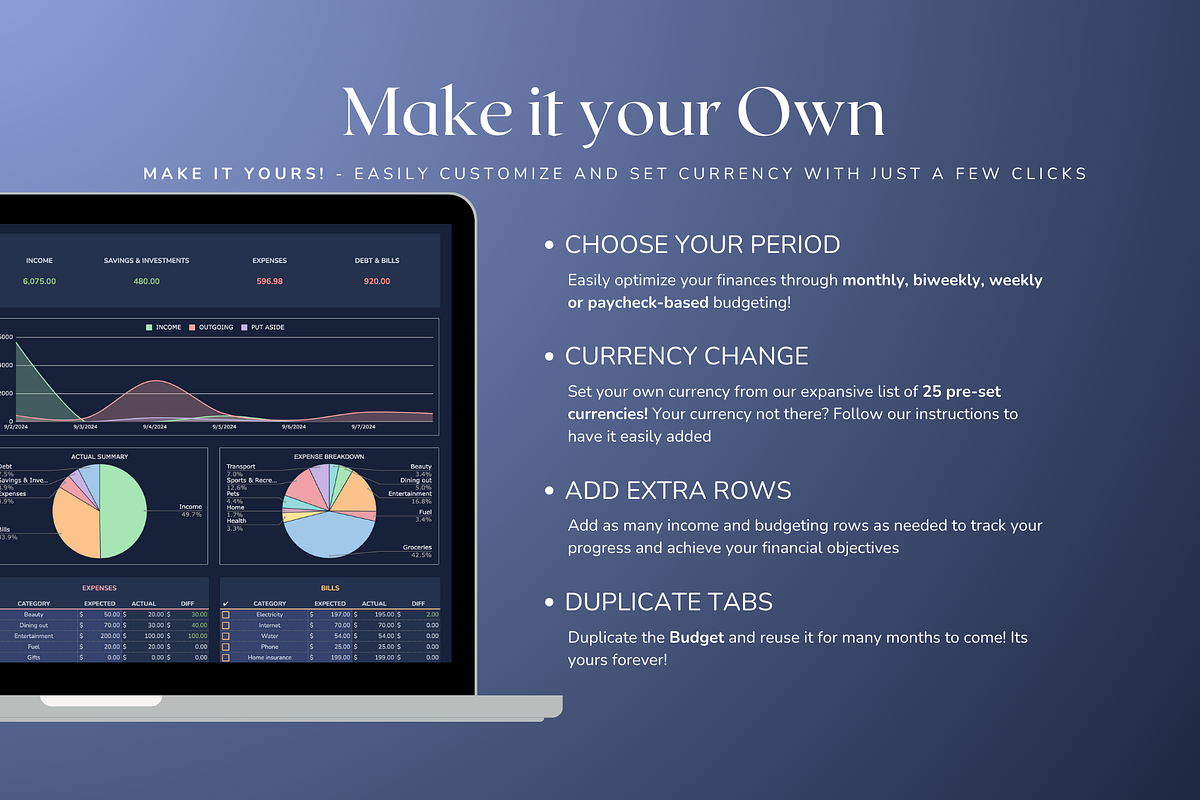 Simple Weekly Budget - Darkmode, a Templates & Theme by The Creative Plans co (Photo 6 of 10)