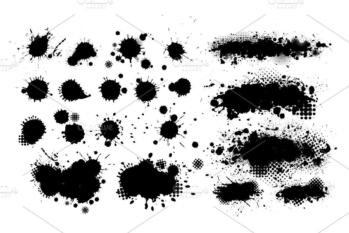 Set of blots. Splatter Paint Texture, an Object Illustration by Nenahliadava Design