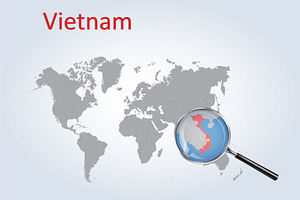 Vietnam Magnifier Map and Flag, a Presentation Template by arslantanoli