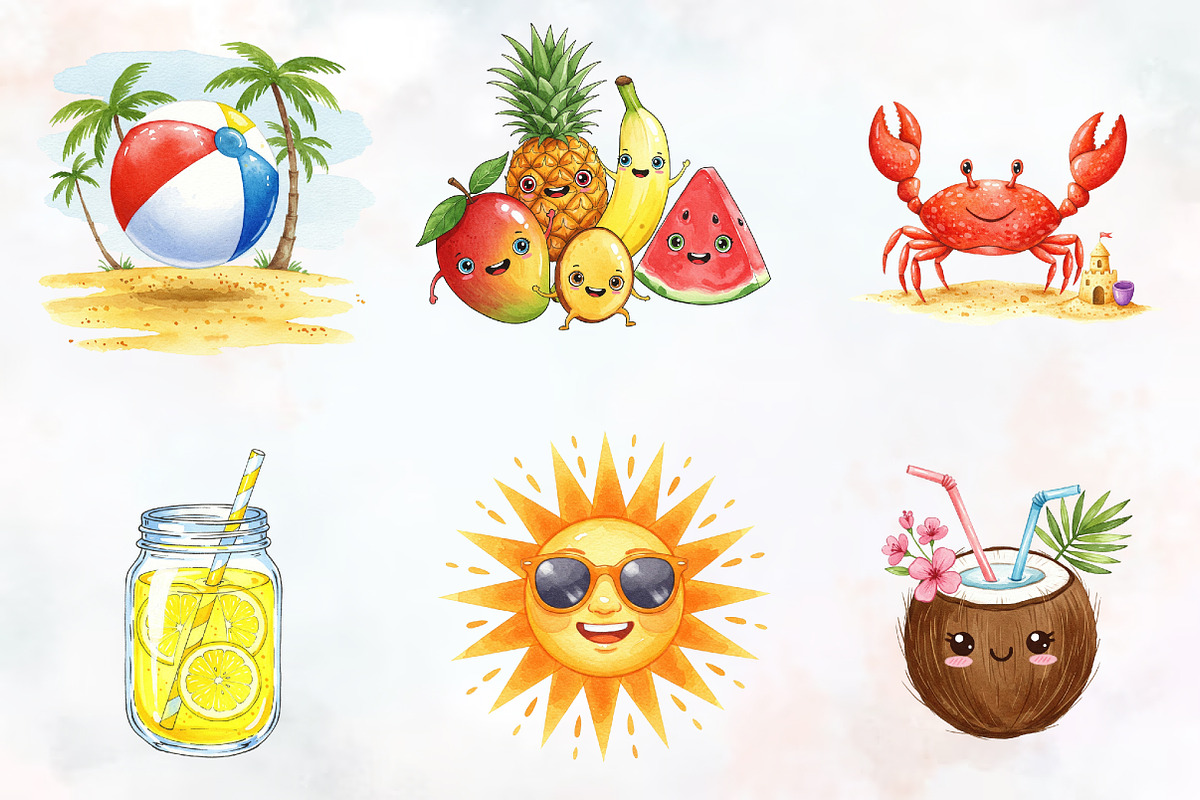 Happy Summer Clipart, an Illustration by RobertsArt (Photo 2 of 7)