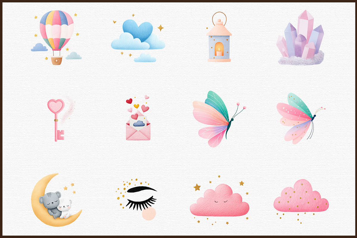 Dreamy Watercolor Clipart Set, an Illustration by Sublimation Artist (Photo 3 of 6)