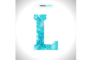 Grunge Vector Symbol L. Font Blue