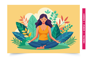 An illustration of a woman meditatin, an Illustration by Tanuart