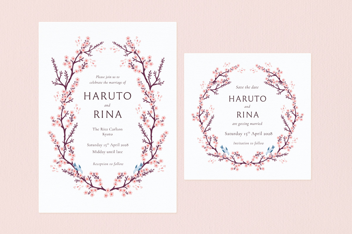 Cherry Blossom Wedding Invite Bundle, an Invitation Template by Wedding Whippet (Photo 2 of 9)