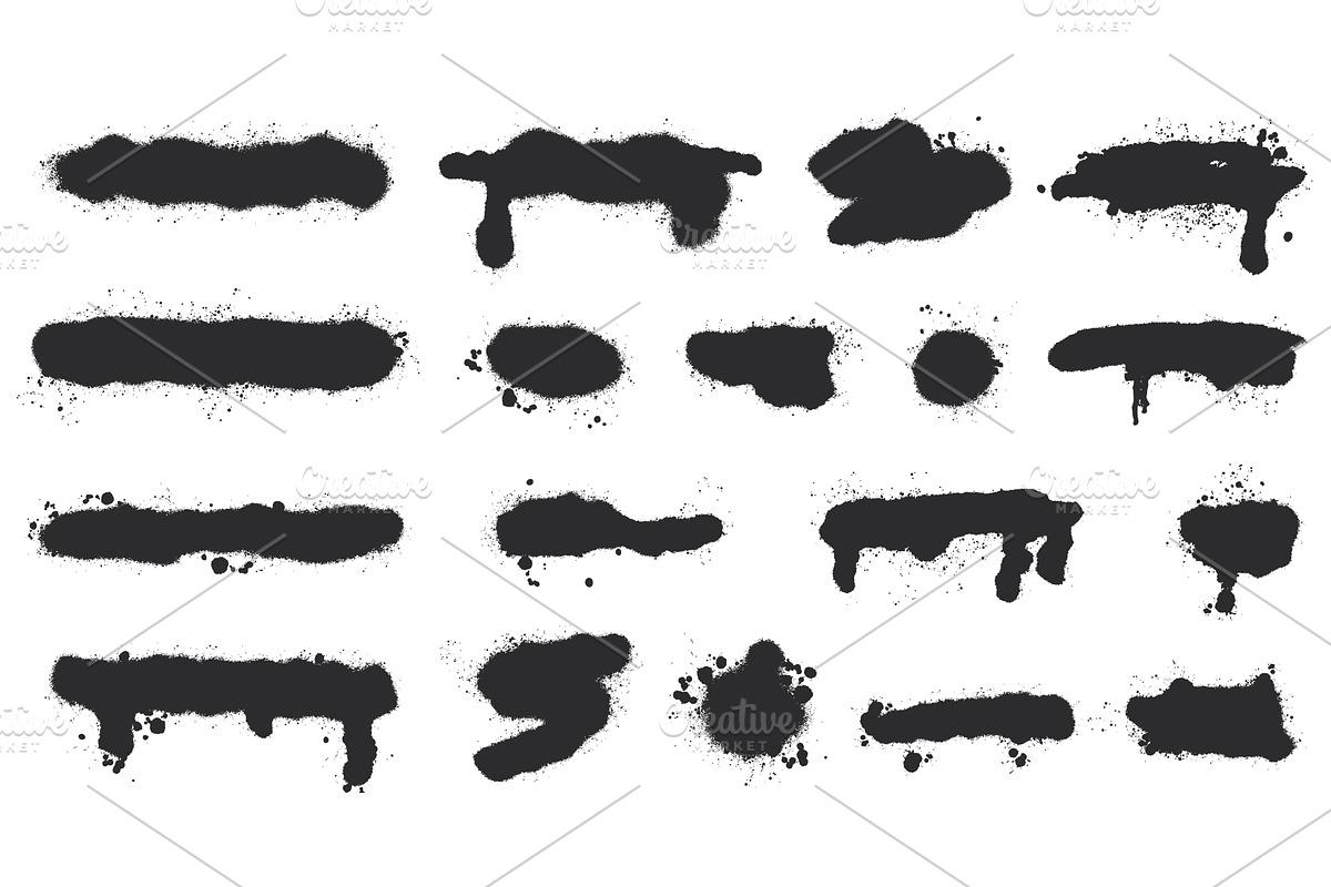 Set of spray stains of different, an Illustration by Tati_Kli