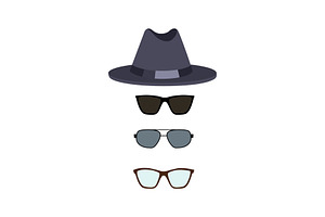 Hat And Glasses Collection Vector