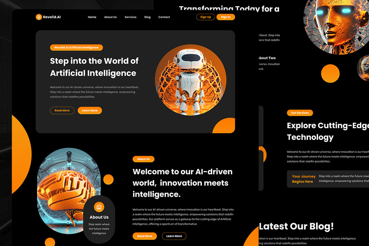 Artificial Intelligence Landing Page, an UI Kit Template by ENATIVE (Photo 2 of 4)