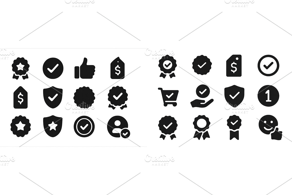 Collection of black and white icons, an Object Illustration by ZinetroN