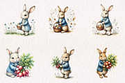 Peter Rabbit clipart, watercolor, a Seasonal Illustration by CreationArt (Thumbnail 3 of 7)