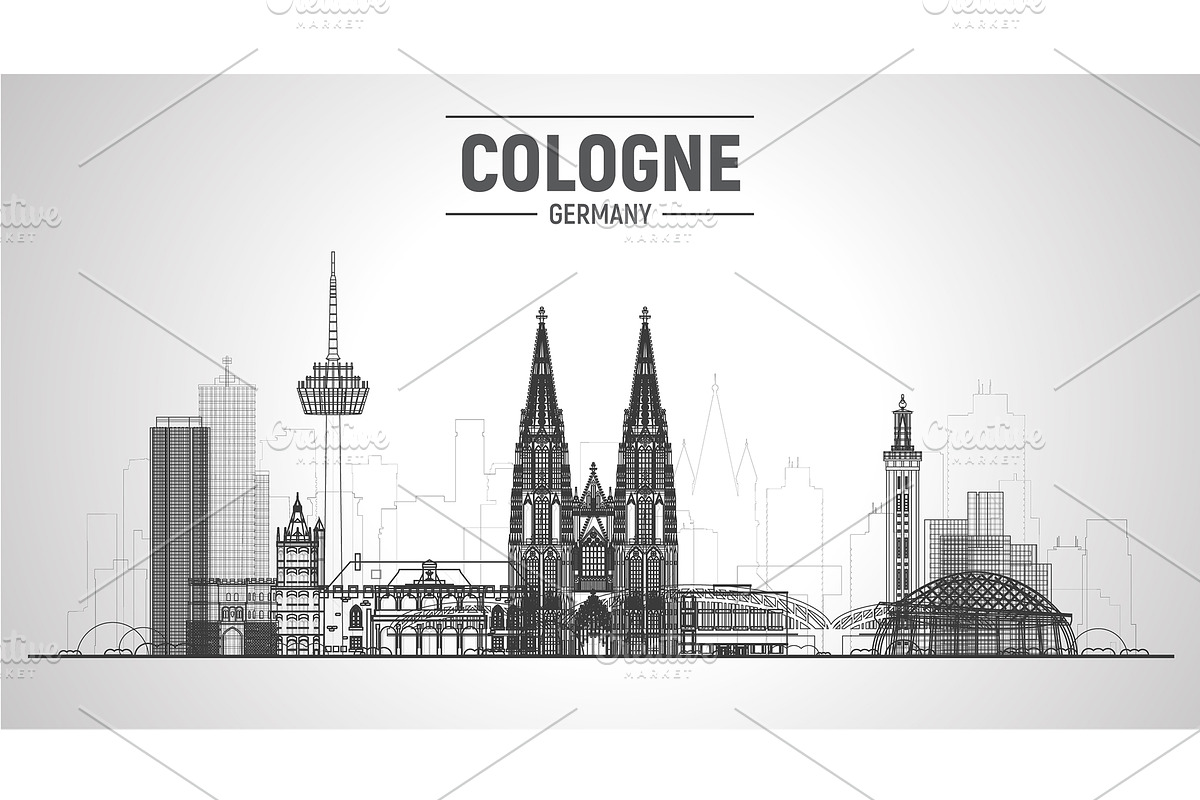 Cologne Germany skyline illustration, an Illustration by Sky and glass (Photo 5 of 6)