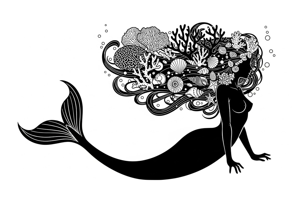 Fantasy Flowing Hair Mermaid Bundle, an Illustration by jahid234 (Photo 12 of 31)