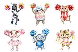Cheerleader Animal Clipart, an Illustration by DreamArtGraphic