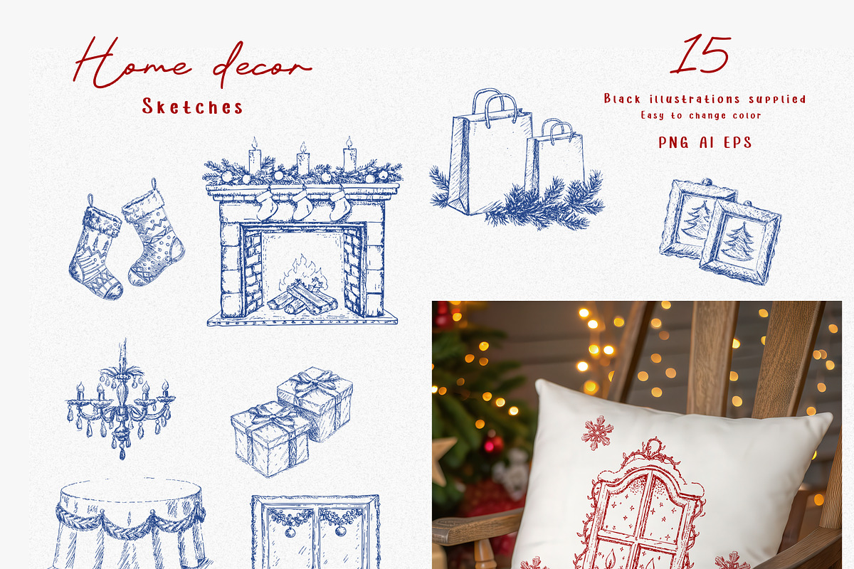 New Year’s Party. Sketch Collection, a Seasonal Illustration by Polli Deeva (Photo 7 of 12)