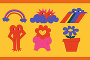 Psychedelic funky hippie stickers, an Illustration by okchizh (Thumbnail 3 of 9)