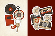 Vintage Sticker Set, an Object Illustration by Creathub Studio (Thumbnail 3 of 4)