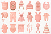 Newborn Baby Girl Nursery Clipart, an Object Illustration by SugarCloudStudioArt (Thumbnail 6 of 7)