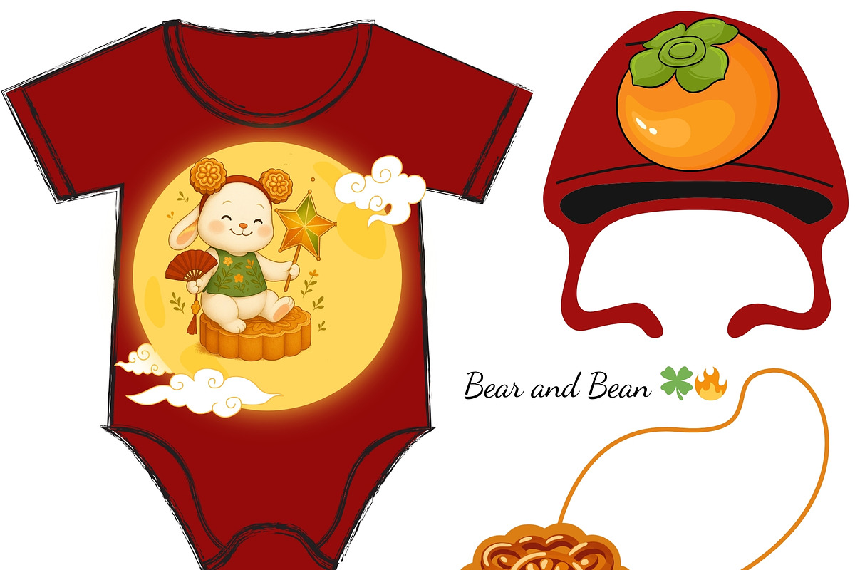 Mid-Autumn Festival Girl Clipart, a Graphic by Bear and Bean Studio (Photo 2 of 5)