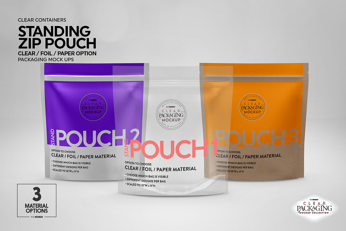 Clear Foil Paper Stand Pouch Mockup, an Advertising Mockup by INCDesign (Photo 4 of 9)