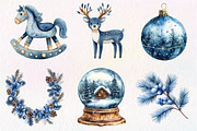 Scandinavian Blue Christmas Clipart, an Illustration by Dream Creation (Thumbnail 5 of 7)