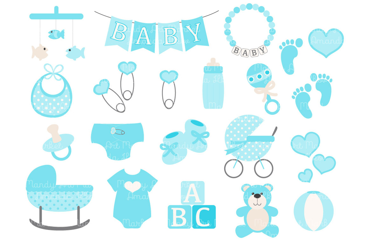 Vector Baby Clipart in Tropical Blue, an Illustration by Amanda Ilkov (Photo 2 of 2)