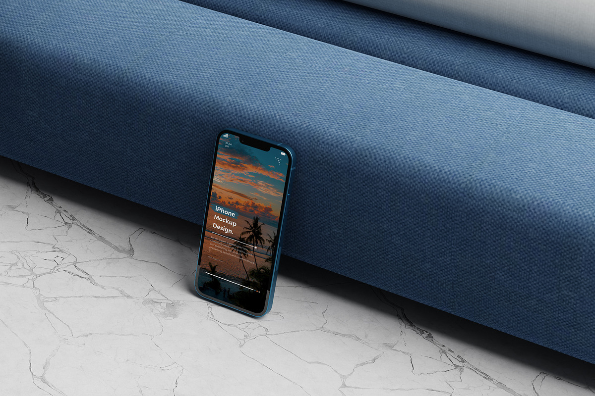 iPhone 14 on the Background Mockup, an iPhone Mockup by 2M GRAPHICS DESIGN (Photo 6 of 7)