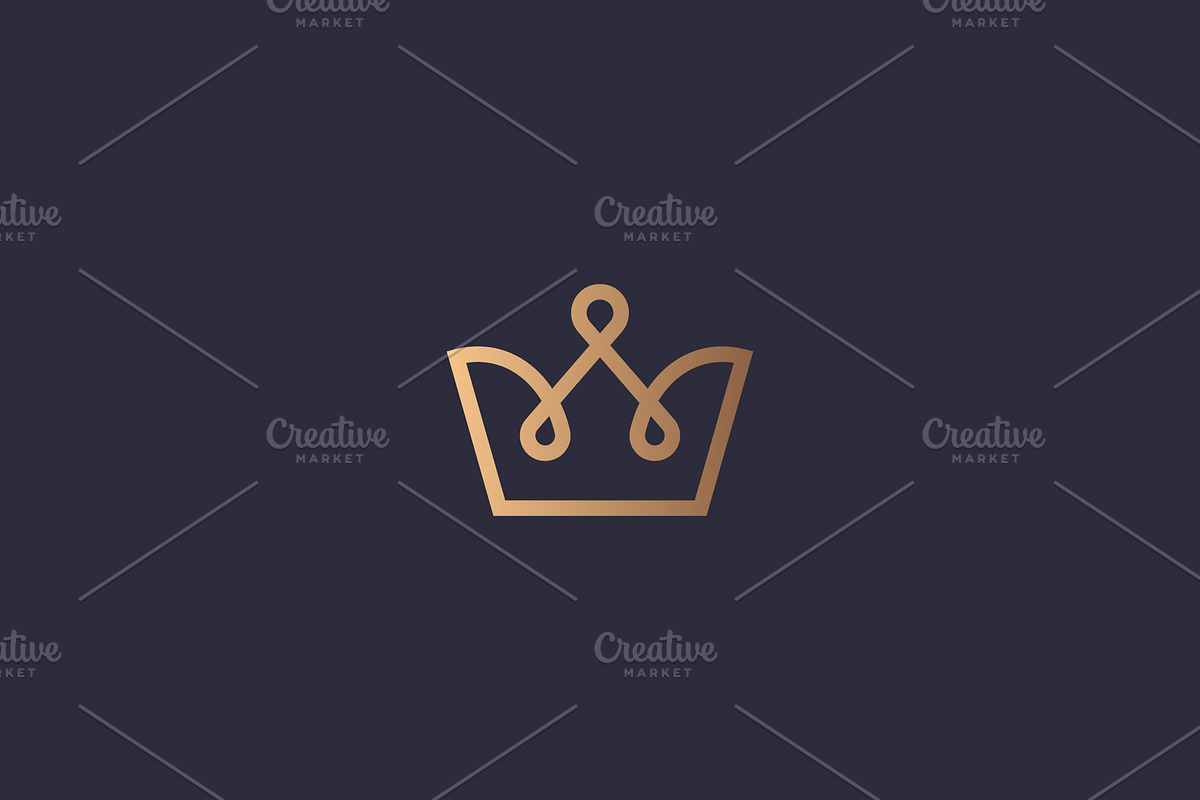 Vintage linear crown vector logo, a Templates & Theme by Himalia1