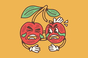 Retro Cherry Brother Mascot