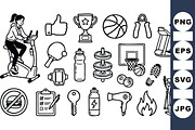 Fitness Equipment Icon Set, an Illustration by designvectx (Thumbnail 1 of 3)