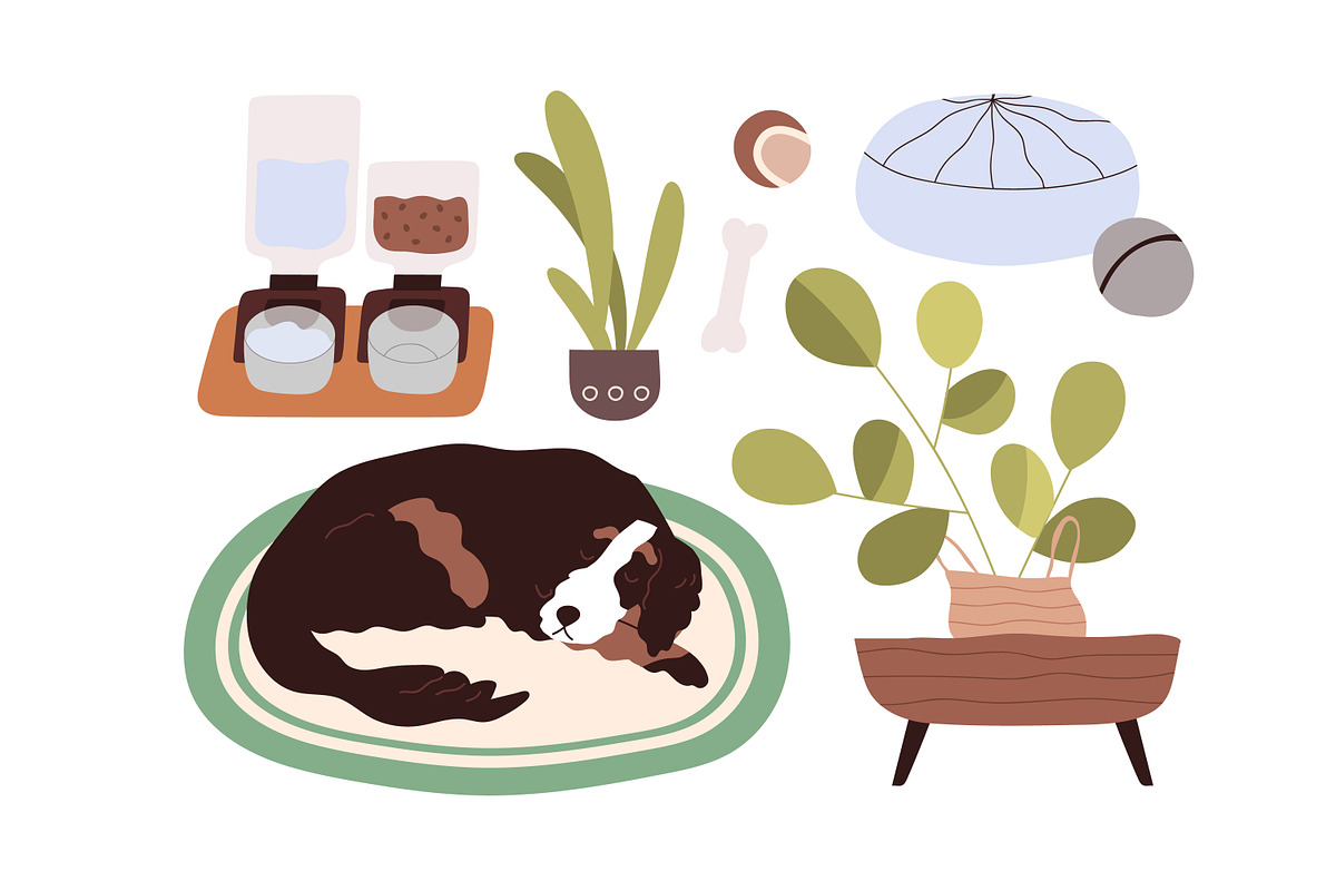 Cute dog sleeping on the floor, an Animal Illustration by Good Studio (Photo 2 of 3)