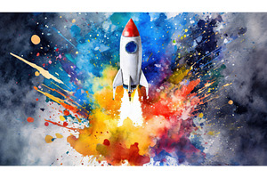 Rocket launching with a colorful, an Abstract Photo by Igor Tichonow