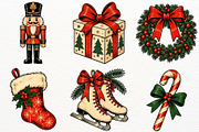 Retro Christmas Clipart Santa Claus, a Seasonal Illustration by SugarCloudStudioArt (Thumbnail 4 of 6)