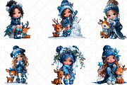 Winter Girl And Reindeer Clipart, an Illustration by Black Bird Studio (Thumbnail 3 of 6)