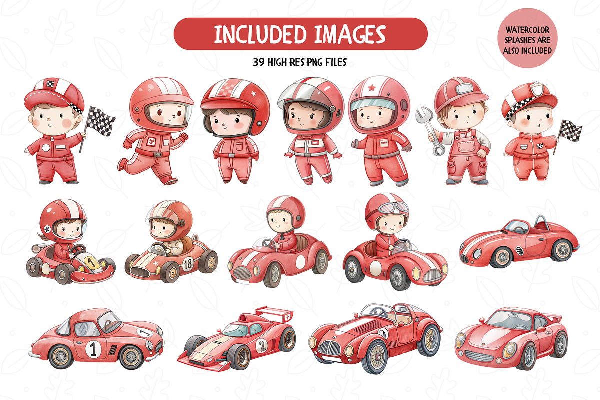 Little Racer Clipart Set, an Illustration by TatiMockup