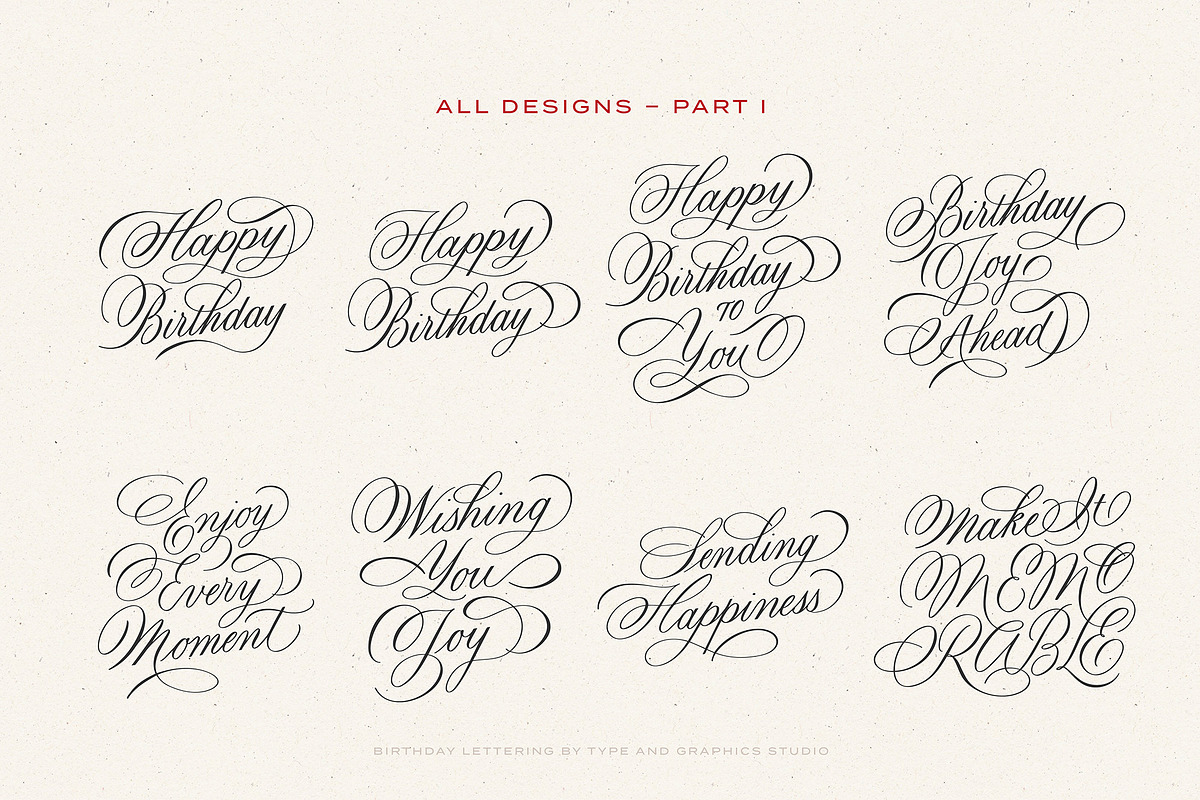 Happy Birthday Lettering Designs, an Object Graphic by Type and Graphics Studio (Photo 16 of 19)