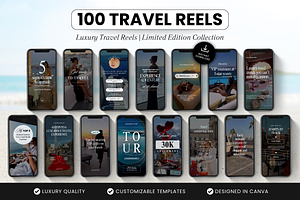 100 Luxury Travel Reels Templates, a Social Media Template by DigiPax